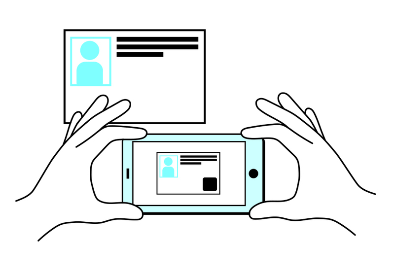 障害手帳を撮影するイラスト