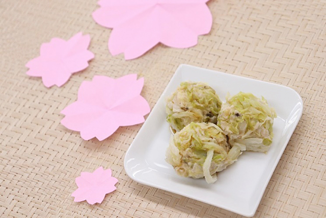 春キャベツの和風花シュウマイ