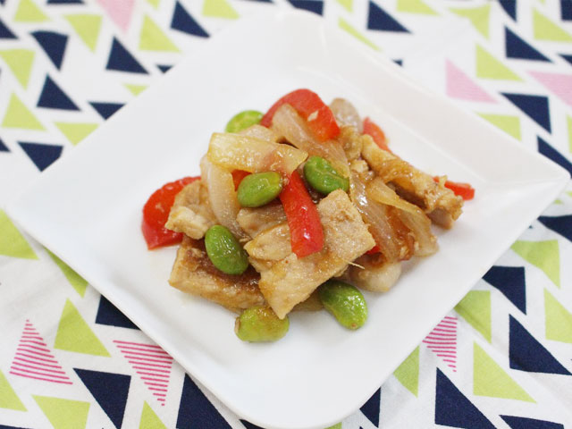 豚肉と枝豆の梅生姜焼き