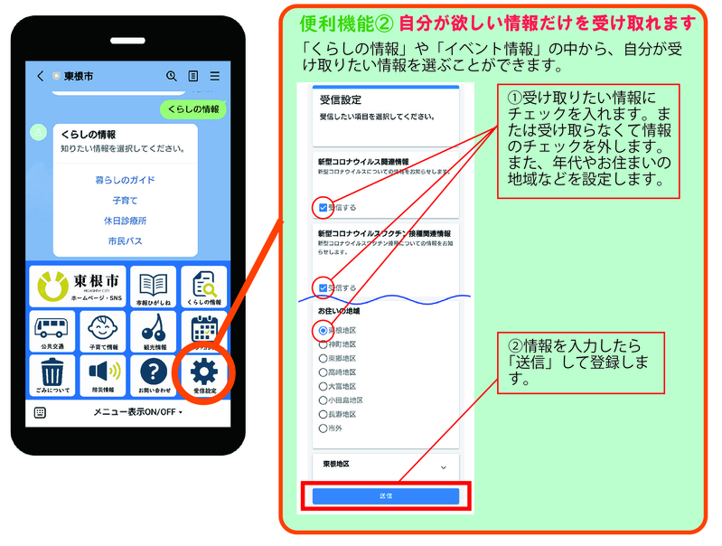 受信設定の方法